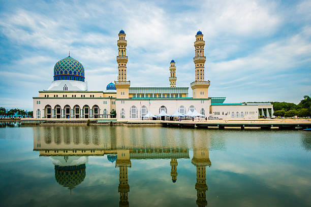 Kota Kinabalu city mosque on an overcast day.