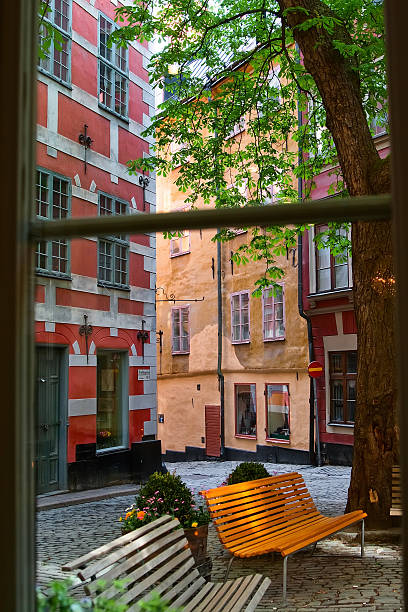 istock View from the window of cafe on a small courtyard 613764636