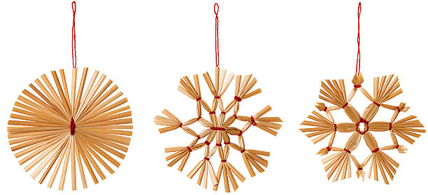 istock Straw Snowflake Hanging Decoration, Strawy Snow Flake Christmas Hang Set 613764686