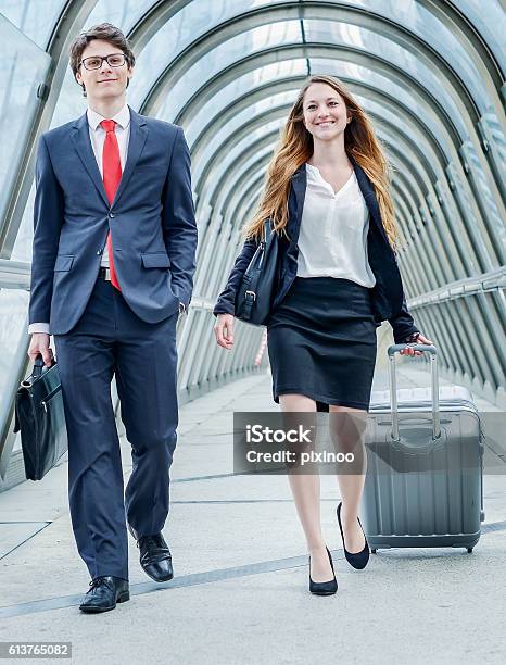 Junior Executives Dynamics In Business Trip Stock Photo - Download Image Now - Adult, Air Vehicle, Airplane