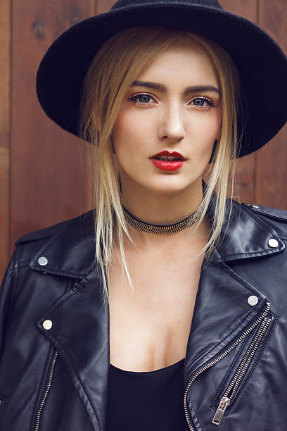 istock Girl in black with choker 613766400