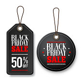 Black friday sale vector price tags for discount promotions