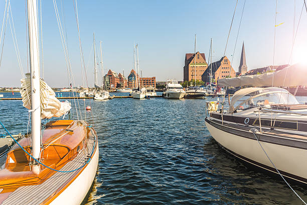 Port of Rostock with sailboats Port of Rostock with sailboats rostock photos stock pictures, royalty-free photos & images