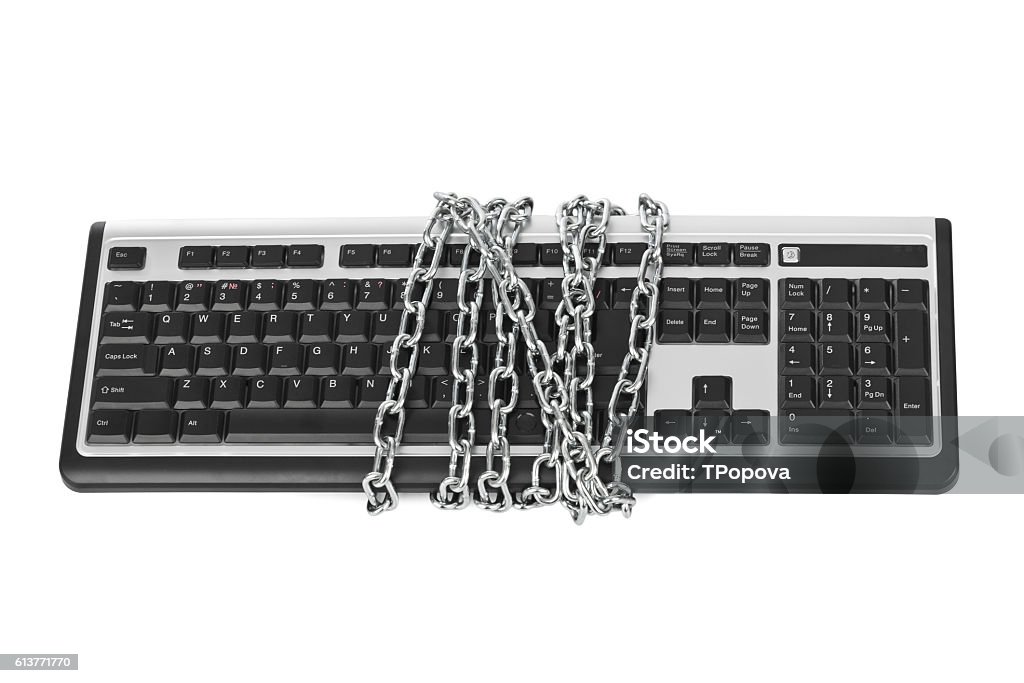 Computer Chain Free Computer Keyboard And Chains Stock Photo - Download Image Now ...