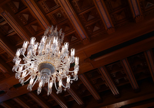 Crystal old ornate lighting fixture in 3D.