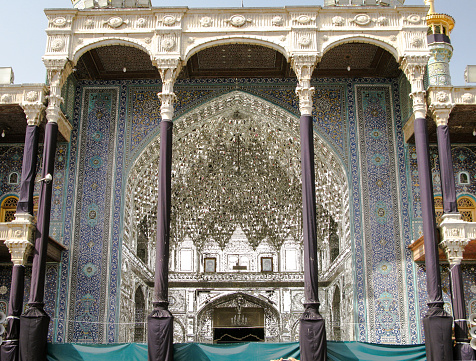 Entrance to Fatima Masumeh mosque and shrine in Qum, Iran