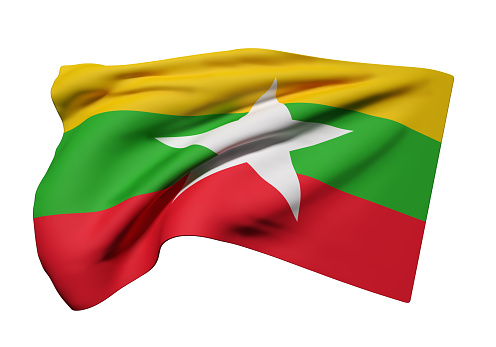 Republic Of The Union Of Myanmar Flag Waving Stock Photo - Download Image  Now - Asia, Buddhism, Capital Cities - iStock