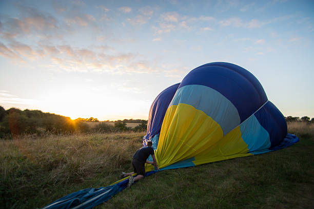 Hot Air Balloon Being Deflated stock photo