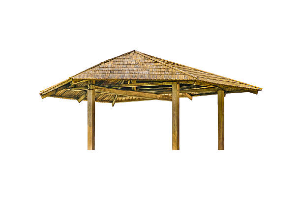 istock Wooden Gazebo Isolated on White 613781554