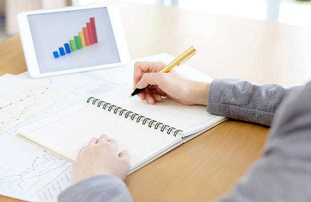 istock business woman analysis with financial graph at office, workplac 613784362