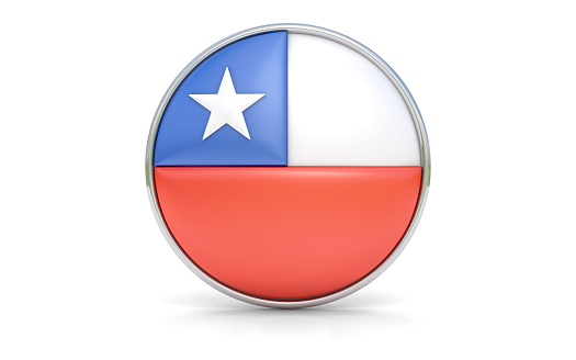 Round flag of the Chile with more reflections, 3d render