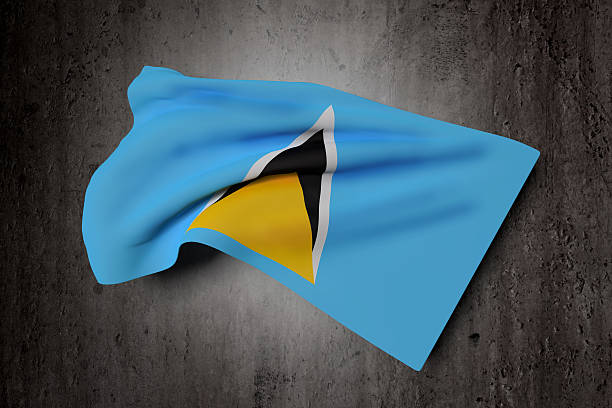 3d rendering of Saint Lucia flag waving on dirty background