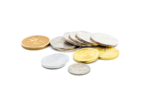 istock Old Malaysian cent coins isolated on white 613793924