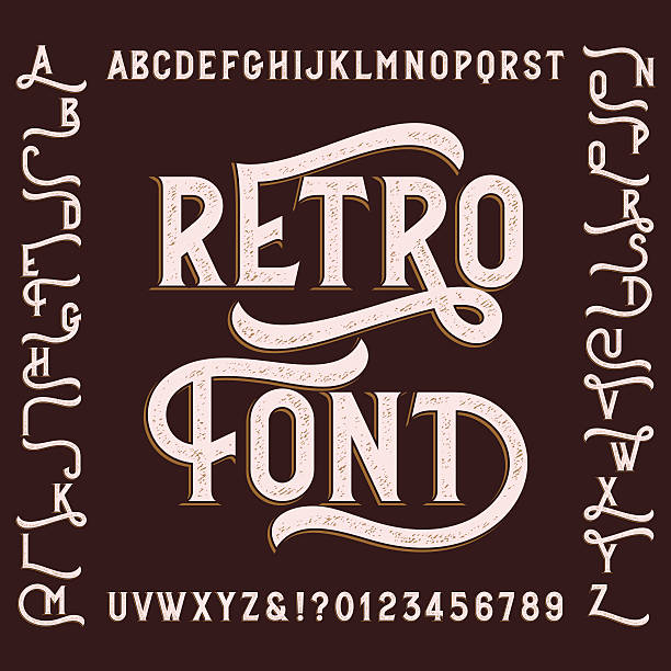 ilustrações de stock, clip art, desenhos animados e ícones de retro alphabet font with alternates. - old letter
