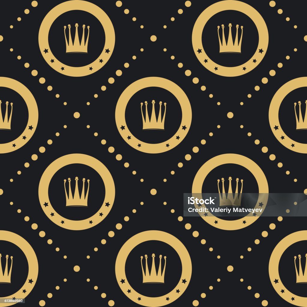 Golden Crown Pattern Crown Golden Pattern Seamless Stock Illustration - Download Image Now ...