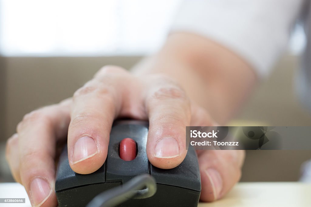 Hand Sweating Using Mouse Hand Using Mouse Stock Photo - Download Image Now - Computer ...