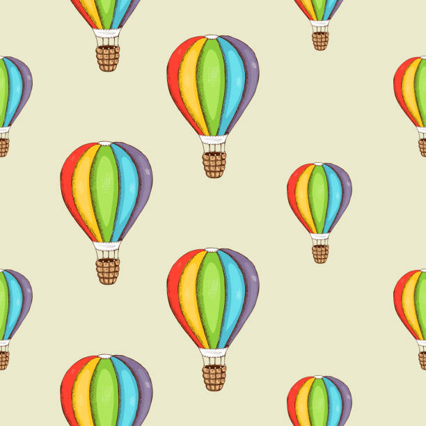 ilustrações de stock, clip art, desenhos animados e ícones de background with color air balloon - air nature high up pattern