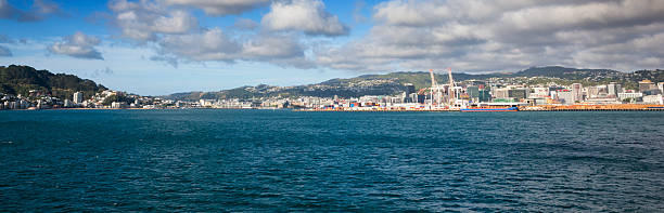 cityscape of wellington, new zealand - cook strait imagens e fotografias de stock