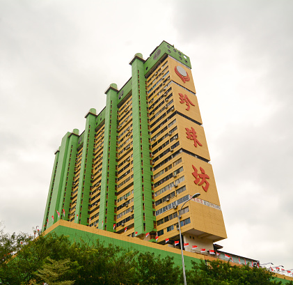 Singapore, Singapore - July 4, 2015: View of tall building in Chinatown, Singapore. As the largest ethnic group in Singapore is Chinese, Chinatown is considerably less of an enclave than it once was.