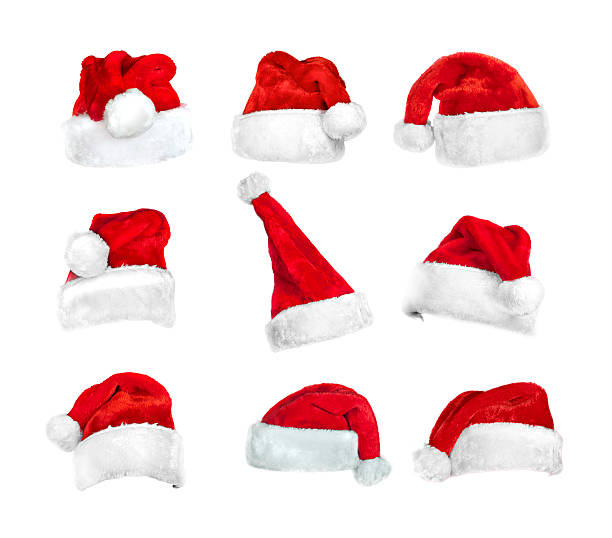 istock set of Santa's hats isolated on white with clipping path 613869132