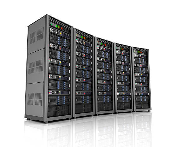 istock Row of network servers in data center 613869550