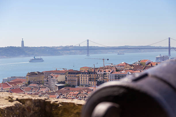 istock view on Lisbon with old metal cannon trunk 613869852