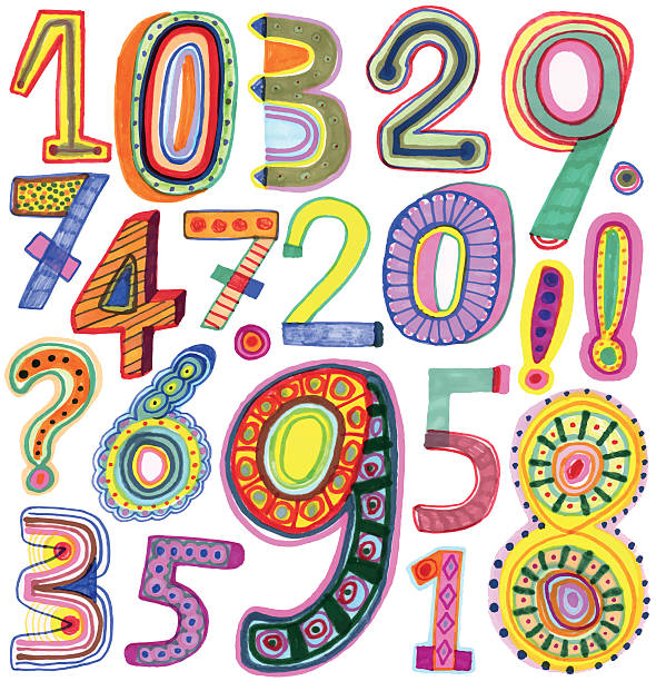Colourful numbers vector art illustration