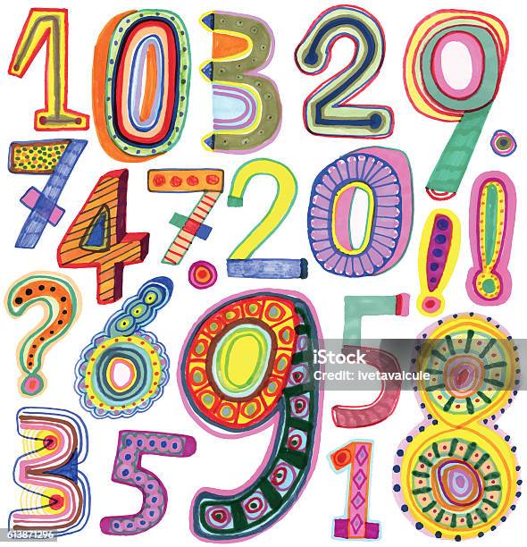 Multicolour Numbers Colourful Numbers Stock Illustration - Download Image Now - Number ...