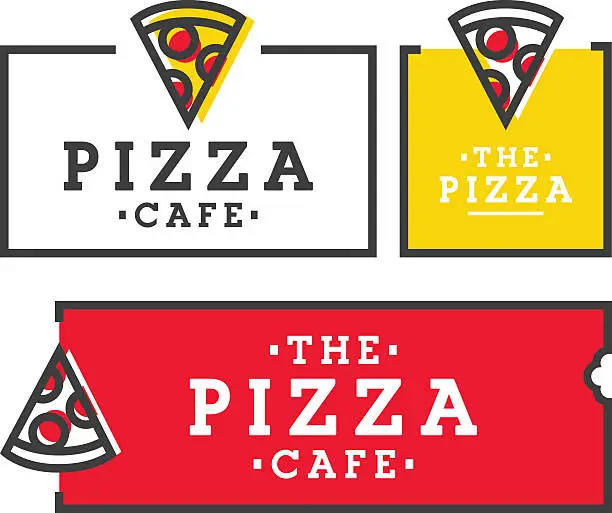 Vector illustration of Pizza cafe. Set pizza logo, emblem, label