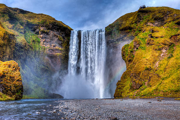 スコーガフォス - waterfall iceland landscape stream ストックフォトと画像