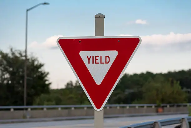 Photo of Yield Sign on Bridge