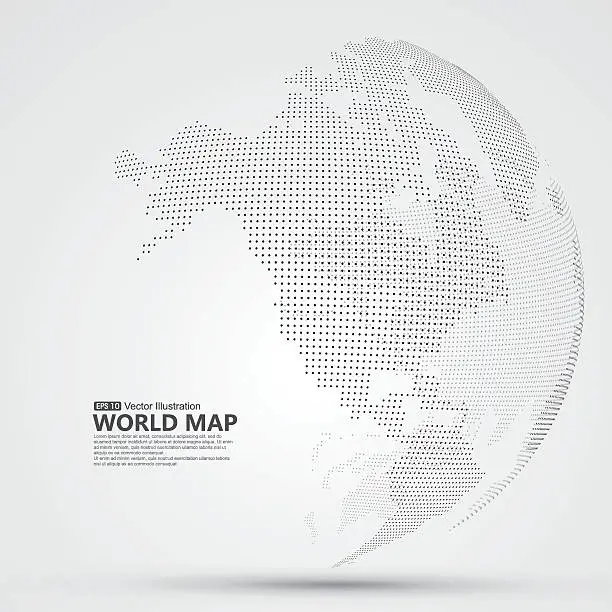 Vector illustration of Three-dimensional abstract planet, dots, representing the global, international meaning.