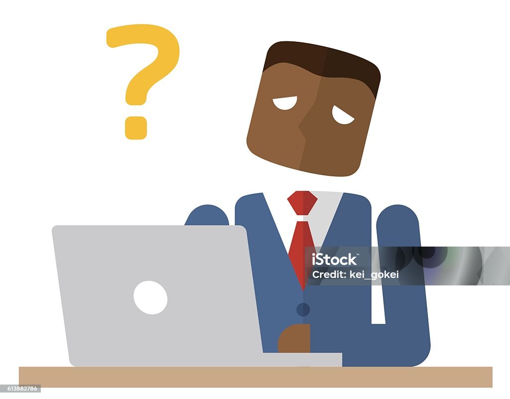 Businessman Using A Personal Computer Question Stock Illustration ...