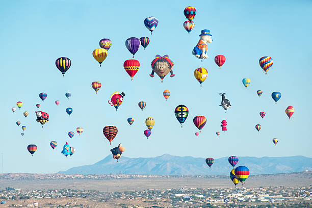 Albuquerque, NM - October 5, 2016: Hot Air Baloon fiesta in Albuquerque, New Mexico with Sandia Mountains in the background.