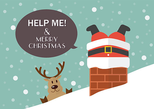 ilustrações, clipart, desenhos animados e ícones de ajude-me e feliz natal - chaminé