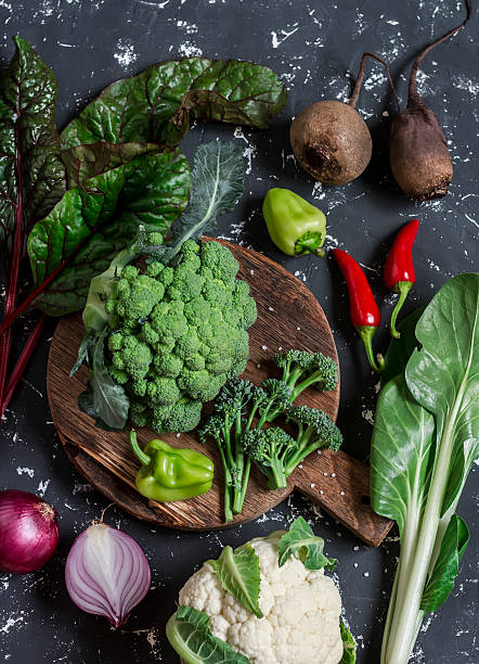 istock Fresh raw vegetables - broccoli, cauliflower, chard, peppers, beets, onions 613886202