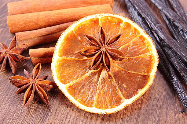 istock Fragrant vanilla, cinnamon, star anise and dried orange 613886212