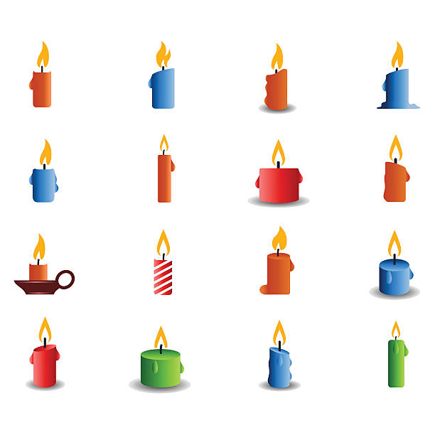 illustrazioni stock, clip art, cartoni animati e icone di tendenza di icona set candela - candle candlestick holder flame vector
