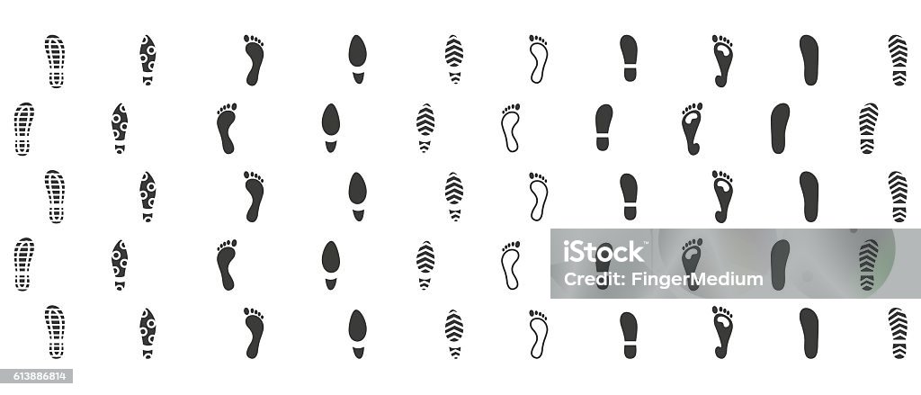 Footsteps icon set Footprint stock vector