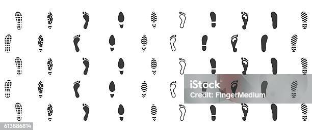 Footsteps Icon Set Stock Illustration - Download Image Now - Footprint, Track - Imprint, Vector