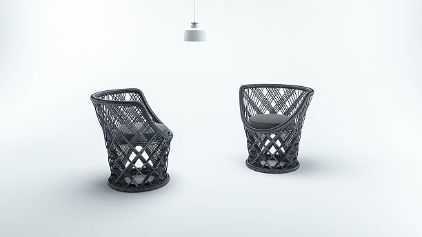 istock 3d rendering beautiful design armchair with lamp in white background 613886838