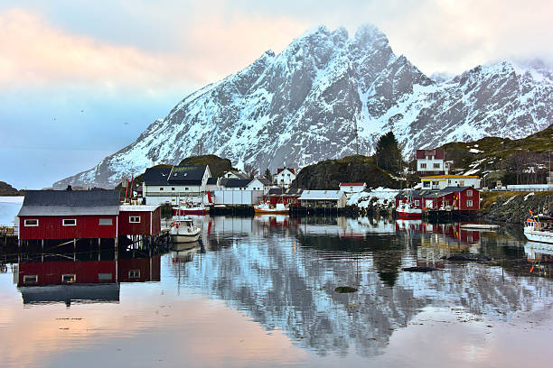 istock Reflection of snow mountain, Lofoten 613888304