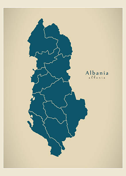 Modern Map - Albania with regions AL