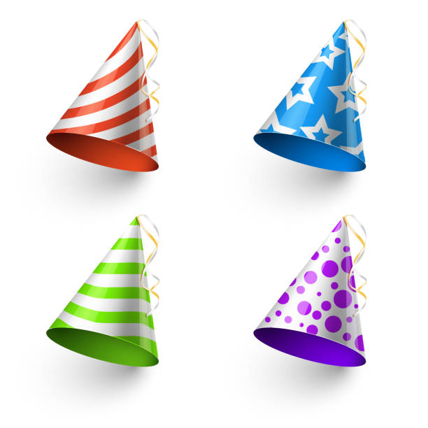 istock Birthday party funny hats vector photo booth templates 613890486