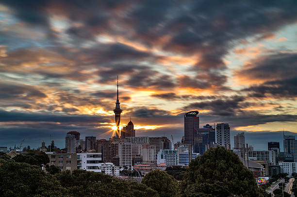 istock Auckland Skyline at Dusk ... 613890740