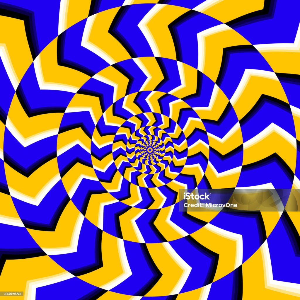 Psychedelic optical spin illusion vector background Psychedelic optical spin illusion vector background. Illusion of motion effect illustration Vortex stock vector