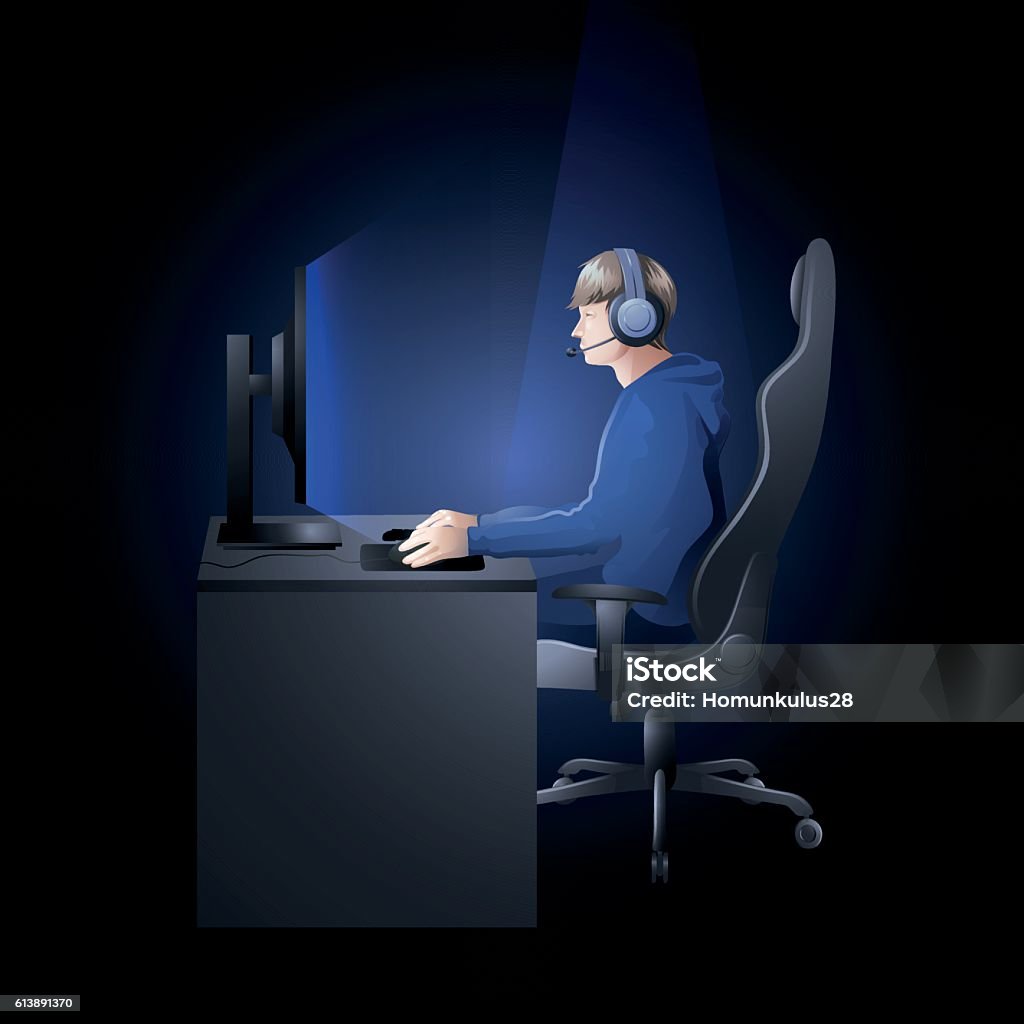 Guy Spinning Computer Guy Playing The Computer Stock Illustration - Download Image Now ...