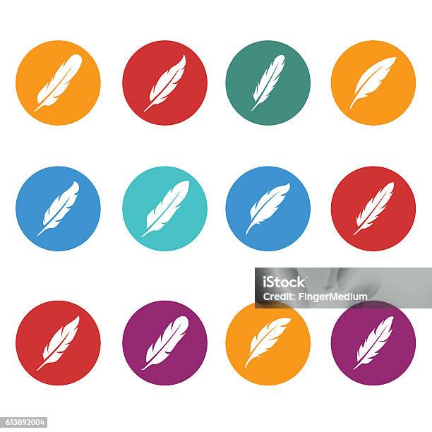 Feather Icon Set Stock Illustration - Download Image Now - Lightweight, Icon Symbol, Feather