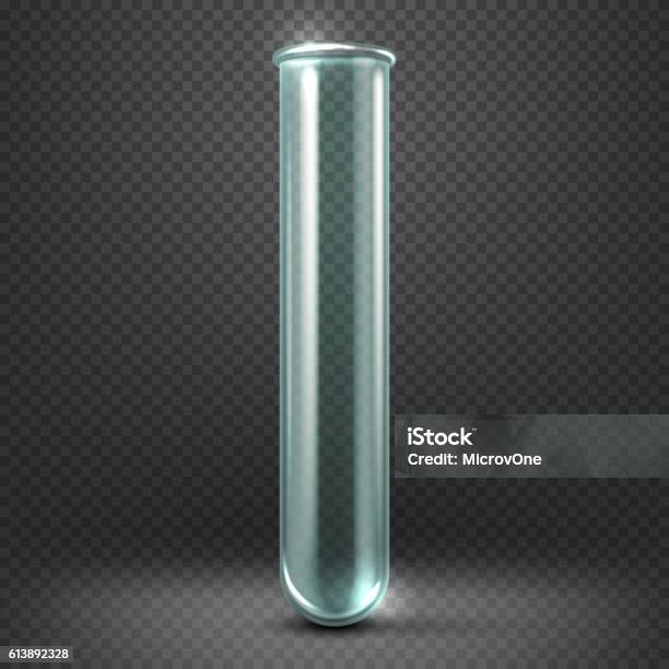 Realistic Vector Empty Glass Test Tube Template Isolated On Transparent Stock Illustration - Download Image Now