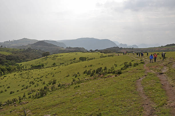 Traveling in Simion mountains stock photo